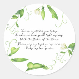 Sticker Rond Little Sweet Pea Baby Shower Prayer Baby