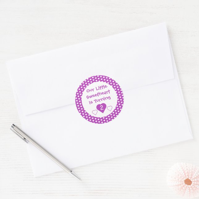 Sticker Rond Little Sweetheart 2e anniversaire (Enveloppe)