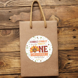 Sticker Rond Little Turkey Fall Thanksgiving 1er anniversaire