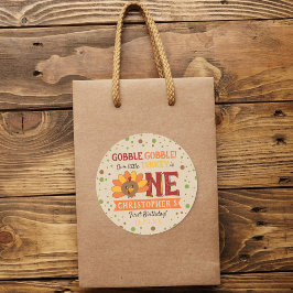 Sticker Rond Little Turkey Fall Thanksgiving 1er anniversaire