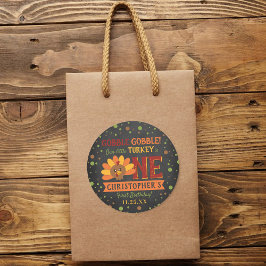 Sticker Rond Little Turkey Fall Thanksgiving 1er anniversaire