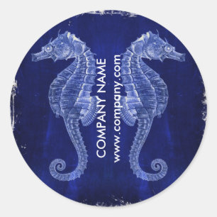 Sticker Rond littorale blanchie à la chaux marine bleu hippocam
