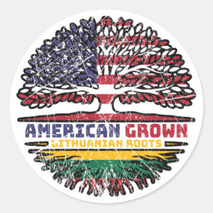 Sticker Rond Lituanie États-Unis d'Amérique lituanienne États-U