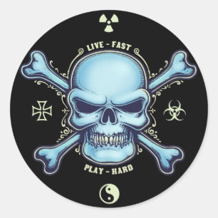 Sticker Rond Live Fast, Play Hard