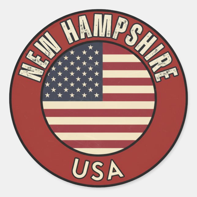 Sticker Rond Live Free NH - Granite State Gift  (Devant)
