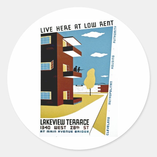 Sticker Rond Live ici à Low Rent (Devant)