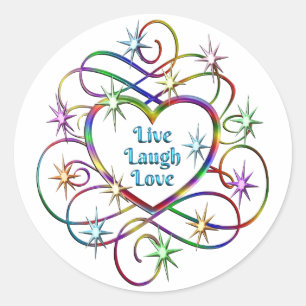 Sticker Rond Live Laugh Love