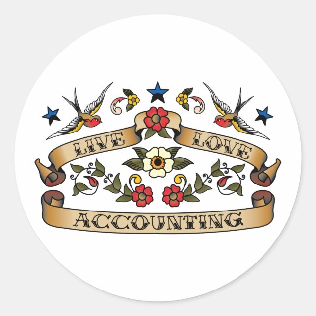 Sticker Rond Live Love Accounting (Devant)