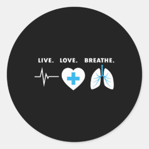Sticker Rond Live Love Breathe - Don d'un thérapeute respiratoi