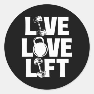 Sticker Rond Live Love Lift - Gymnase d'entraînement Poids Body