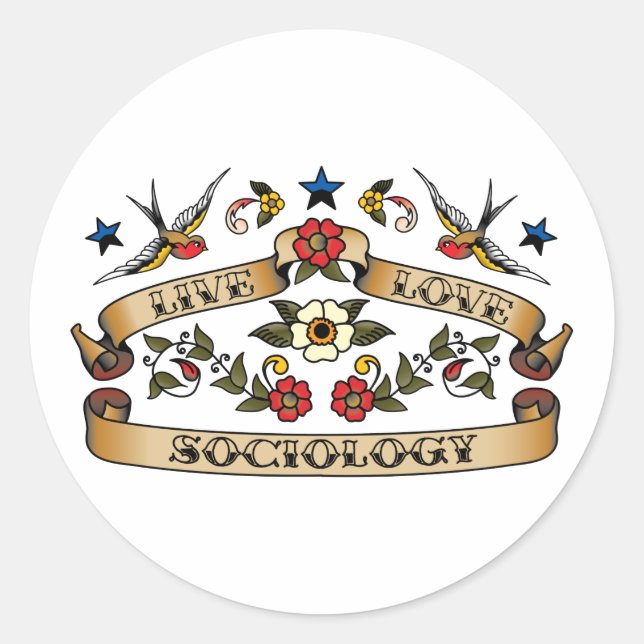 Sticker Rond Live Love Sociology (Devant)