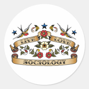 Sticker Rond Live Love Sociology