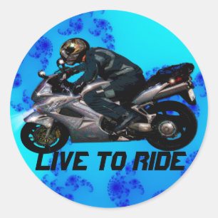 Sticker Rond Live To Ride Motorbiker