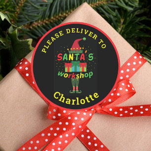 Sticker Rond Livraison de l'atelier de père Noël Fêtes personna