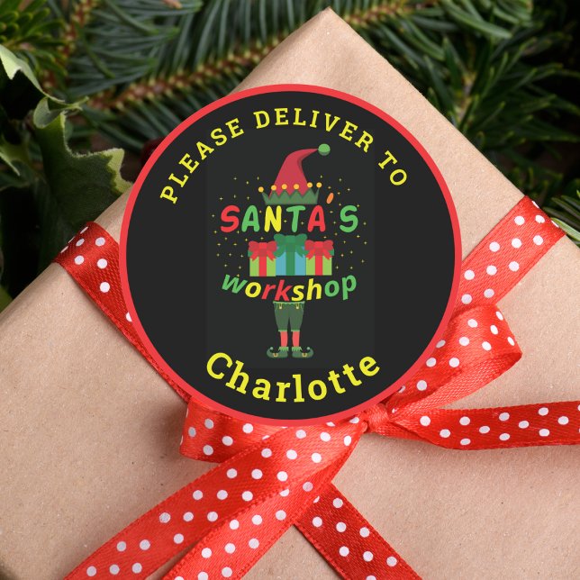 Sticker Rond Livraison de l'atelier de père Noël Fêtes personna (Créateur téléchargé)