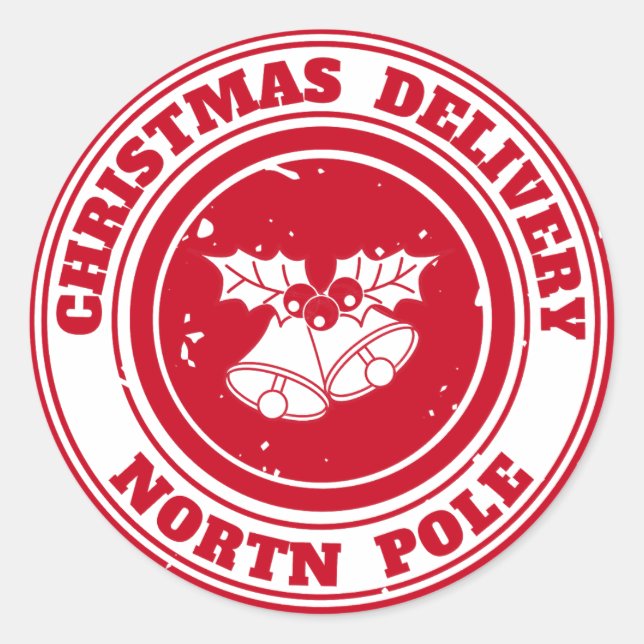 Sticker Rond livraison de noël Pôle Nord (Devant)