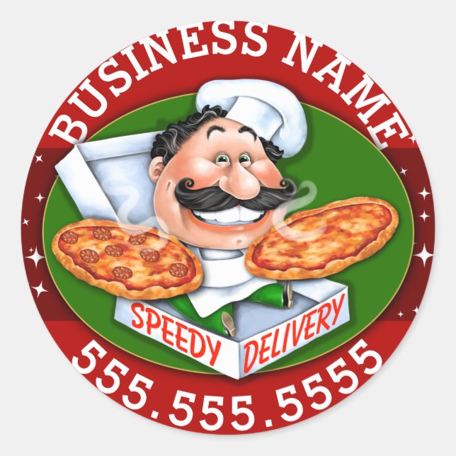Sticker Rond Livraison de pizza Pizzeria Business Personnalisab (Devant)