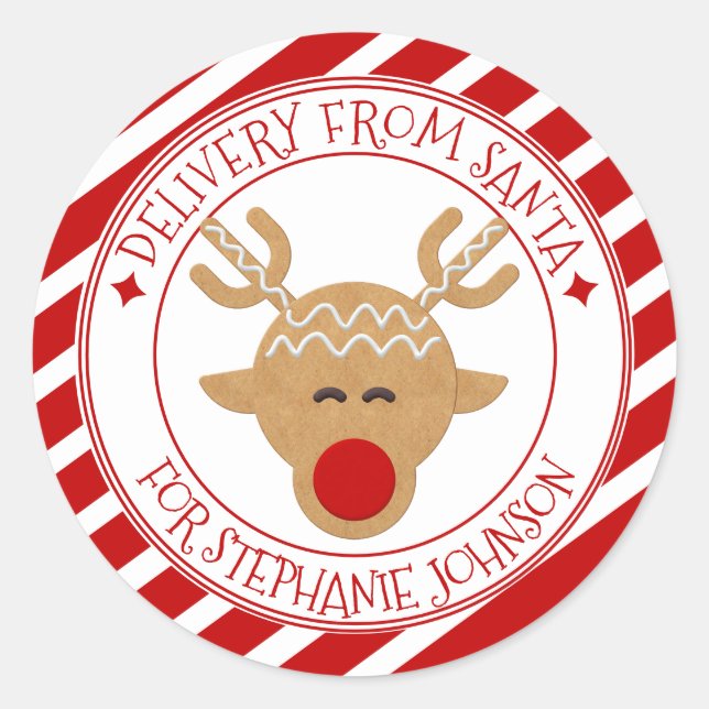 Sticker Rond Livraison secrète des rennes de Noël Père Noël (Devant)