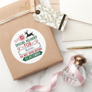 Sticker Rond Livraison spéciale de Noël personnalisée
