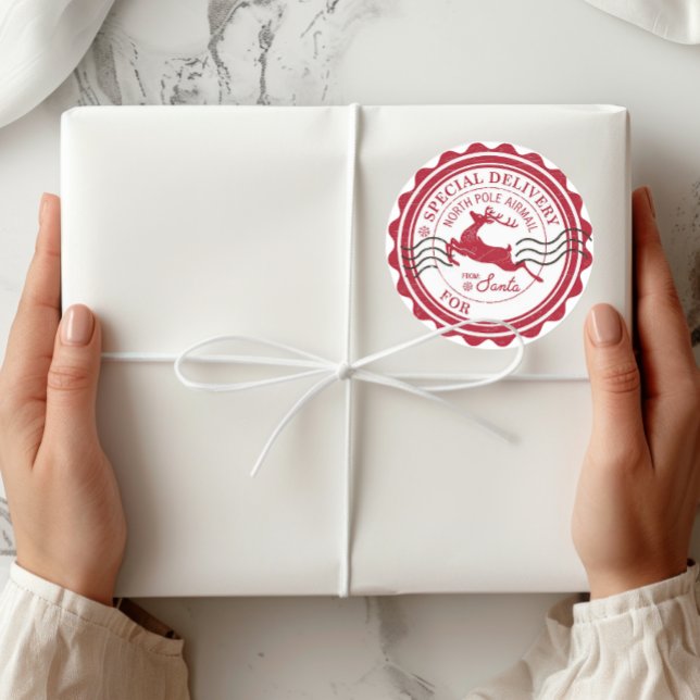 Sticker Rond Livraison spéciale de Père Noël cadeau de Noël (Créateur téléchargé)