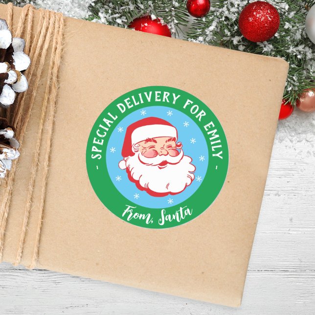Sticker Rond Livraison spéciale de Père Noël Kids Christmas Cla (Créateur téléchargé)