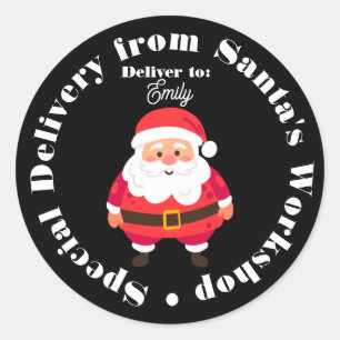 Sticker Rond Livraison spéciale de Père Noël Workshop