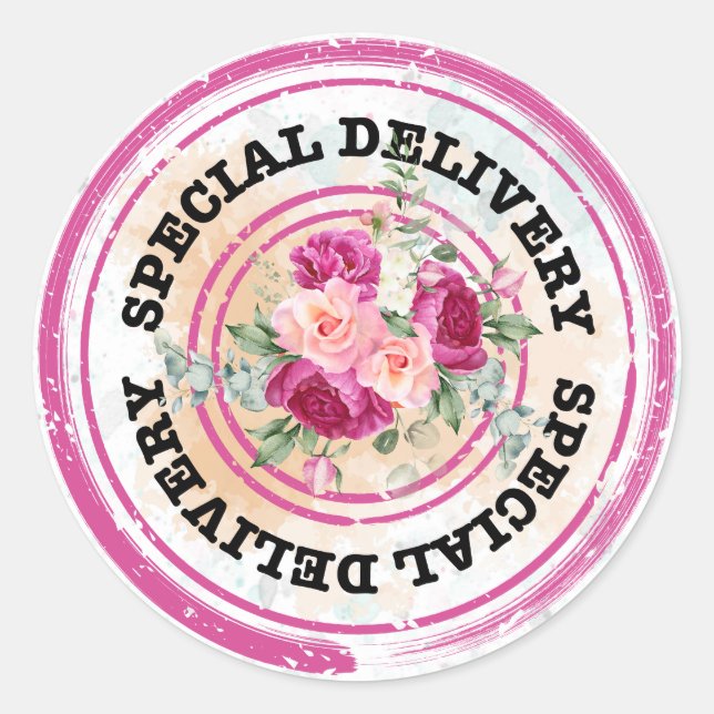 Sticker Rond Livraison spéciale du Mariage à éclaboussure coule (Devant)