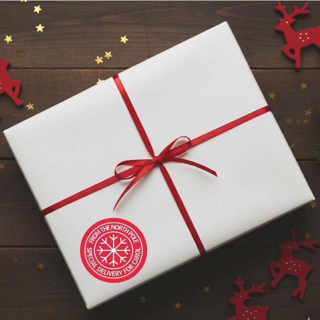 Sticker Rond Livraison spéciale du Noël du Pôle Nord (From the Northpole Christmas gift sticker)