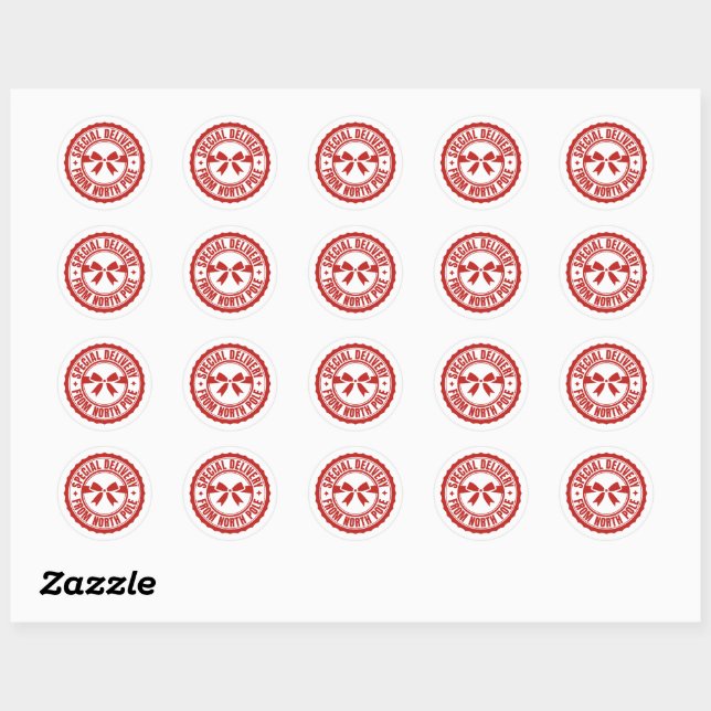 Sticker Rond Livraison Spéciale Du Pôle Nord (Feuille)