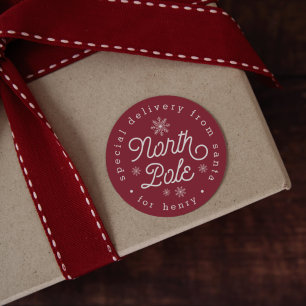 Sticker Rond Livraison spéciale du pôle Nord Noël personnalisé