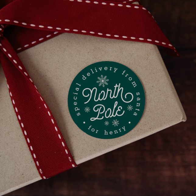 Sticker Rond Livraison spéciale du pôle Nord Noël personnalisé (Créateur téléchargé)