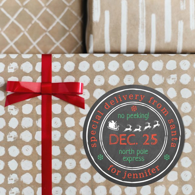 Sticker Rond Livraison spéciale du Pôle Nord Père Noël Cadeau d (Créateur téléchargé)