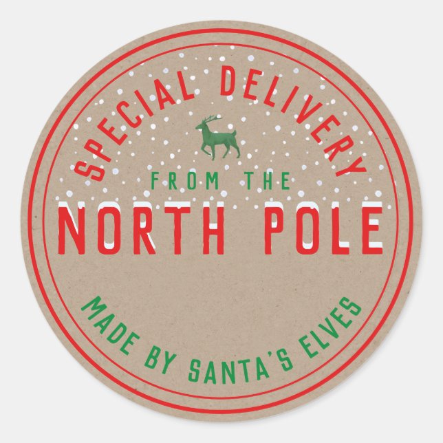 Sticker Rond Livraison Spéciale Kraft Du Pôle Nord (Devant)