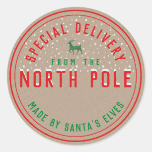 Sticker Rond Livraison Spéciale Kraft Du Pôle Nord