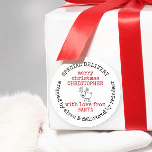 Sticker Rond Livraison spéciale personnalisée de Père Noël