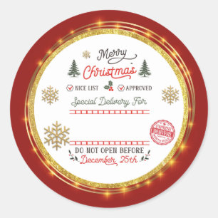 Sticker Rond Livraison spéciale personnalisée Père Noël Pôle No