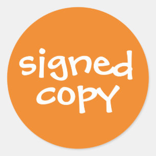 Sticker Rond Livre de l'auteur Signé Copie orange