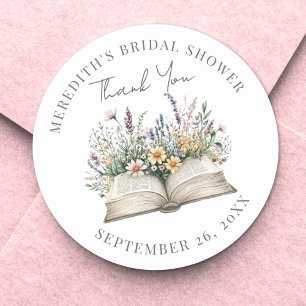 Sticker Rond Livre de Remerciements pour une Baby Shower ou une