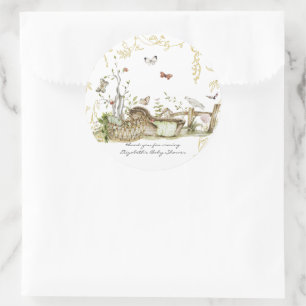 Sticker Rond Livre d'histoires   Baby shower forestier