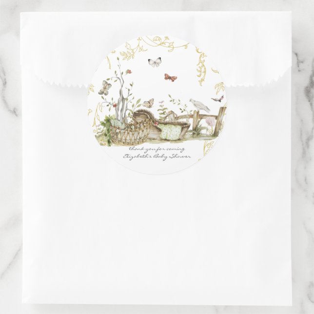 Sticker Rond Livre d'histoires | Baby shower forestier (Sac)