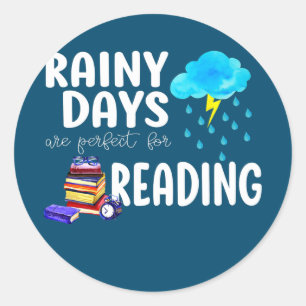 Sticker Rond Livre Lover Lecture Rainy Days Bookworm