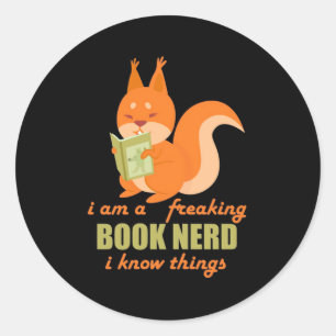 Sticker Rond Livre Nerd écureuil