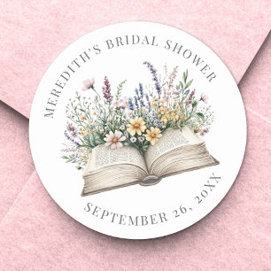 Sticker Rond Livre Nouveau Chapitre Fête de Mariage Wildflower