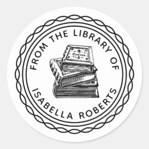 Sticker Rond Livre vintage Dessiné À La Main À Partir De La Bib