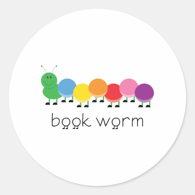 Sticker Rond Livre Worm Caterpillar (Devant)