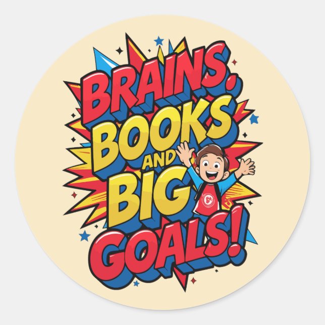 Sticker Rond Livres du cerveau et grands objectifs - Amusants R (Devant)