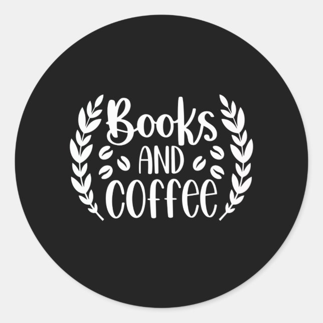 Sticker Rond Livres et café (Devant)