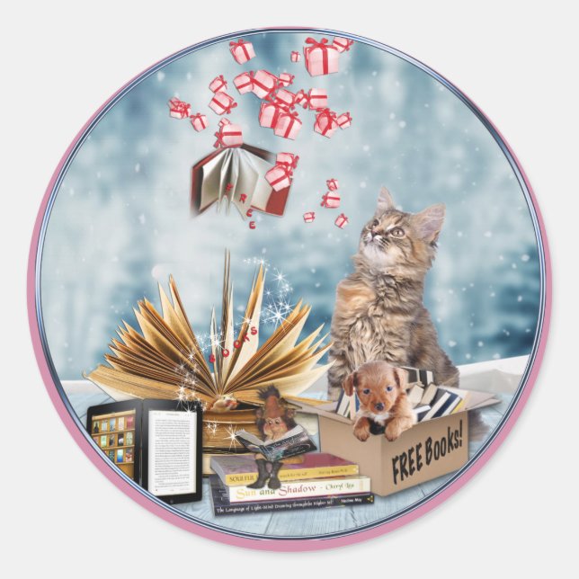 Sticker Rond Livres gratuits (Devant)