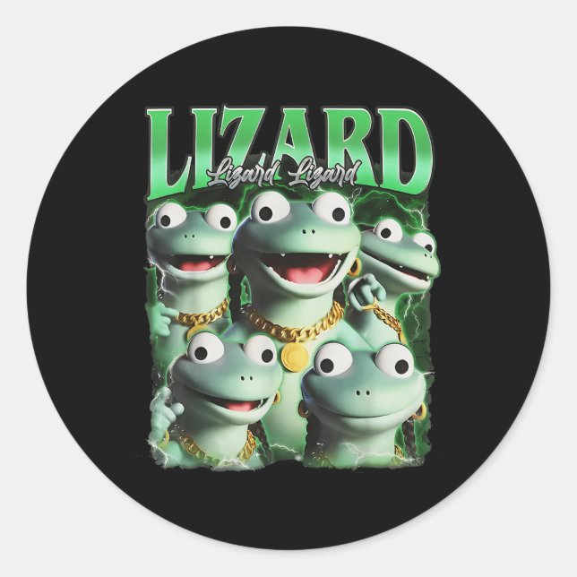 Sticker Rond Lizard Lizard Lizard Funny meme Lizard Bootleg Wei (Devant)