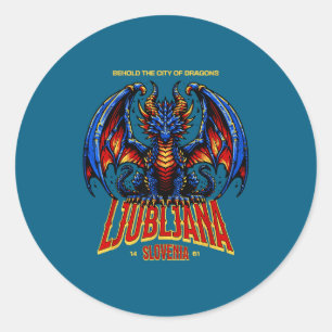 Sticker Rond Ljubljana Slovénie Voyez Dragons de la ville